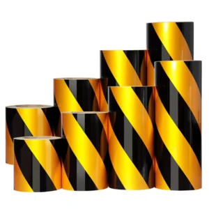 UJANG Black Yellow Reflective Warning Tape PVC Safety Marking Tape for Vehicles Trucks and Industrial Areas