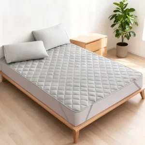 Ultrasonic Quilted Anti-allergy Mattress Cover Disposable Breathable Polyester Mattress Protector Custom Size Gray White
