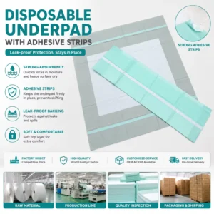 Underpads Bulk Adhesive Underpads Hospital Bed Pads With Tape Non Slip Disposable Underpads Adhesive Underpads Manufacturer