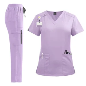 Unisex Royal Blue V Neck Short Sleeve Nurse Scrub Uniforms Custom Scrub Spandex Polyester Material for Hospital Medical Nursing