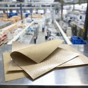 VCI Wrinkled Wired Raffia Woven Brown Kraft Creped Paper Anti Rust PE Coated Woven Fabric Metals Packaging