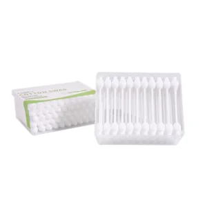 Versatile 55Pcs Gourd Head Plastic Stick Cotton Swabs With Flat Box Packaging for Home Travel and Personal Hygiene Needs