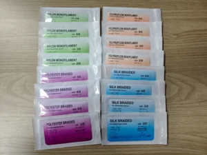 Veterinary Consumables 5 0 4 0 3 0 2 0 75cm Non Absorbable Suture Nylon Silk Polypropylene Polyester Manual Suture Practice Use