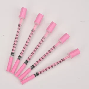 Veterinary Disposable Pink Insulin Syringe 1ml with Fixed Needle 31G for Dog Cat Animal Use