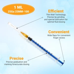 Veterinary Disposable Syringe 1ml Capacity 25G 25mm Needle Safety Design for Animal Use