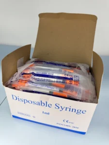 Veterinary Insulin Syringe 0.3ml 0.5ml 1ml Medical Disposable Sterile Safety Syringe with Orange Top for Animal