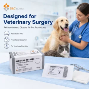 Veterinary PDO Monofilament Surgical Suture with Reverse Cutting Needle Absorbable Sutures for Dog Cat Pet Surgery