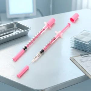 Veterinary Pink Insulin Syringe Lightweight 1ml 31G Smooth Needle 8mm Readable Scale Portable Pasture Injection