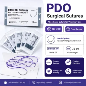 Veterinary Polydioxanone PDO Surgical Suture Absorbable Needle Thread NO MOQ Free Sample