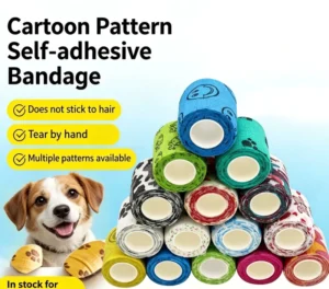 Veterinary Self-adhesive Pet Cohesive Footprints Bandage for Dogs or Cats