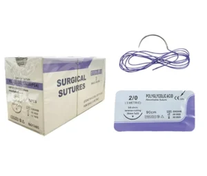 Veterinary Surgical Absorbable Sutures POLYGLYCOLIC ACID Suture with Needle 2 0 3 0 4 0