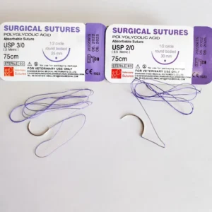 Veterinary Surgical Instruments Sterile Absorbable Polyglycolic Acid PGA Veterinary Sutures Needle