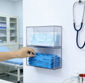 Wall Mounted PET Magnetic Glove Dispenser Hospital Disposable Surgical Glove Face Mask Dispensers Laboratory Glove Box Holder