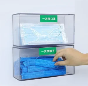 Wall Mounted PET Rectangle Injection Disposable Gloves Dispenser for Hospital Surgical and Laboratory Use