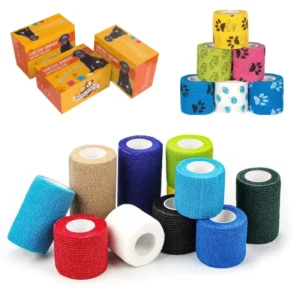 Waterproof 2 Inches 5 Yards Printed Vet Wrap Bandage Elastic Cohesive Bandage Self Adherent Vet Wrap Medical Pet Bandage