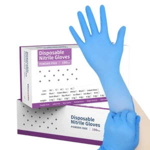 Waterproof Dental Clinic Examination Nurse Aged Care 100PCS Box Powder Free Ice Blue Disposable 4mil Nitrile Gloves for Medical