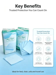 Waterproof Disposable Incontinent Pad Non-Woven Fabric 1-Ply Super Absorbent & Breathable Model UP-11 OEM