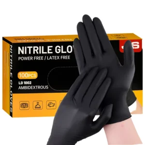 Waterproof Disposable Nitrile Gloves Customized 4mil 5mil 6mil Heavy-Duty Black Nitrile Gloves Powder-Free
