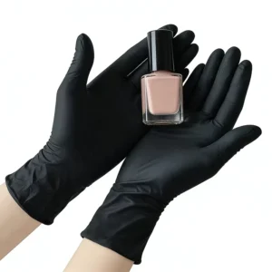 Waterproof Nitrile Gloves Chemical Resistance Textured Fingertips Disposable Black Powder Free 4mil Nitrile Gloves for Nail Art
