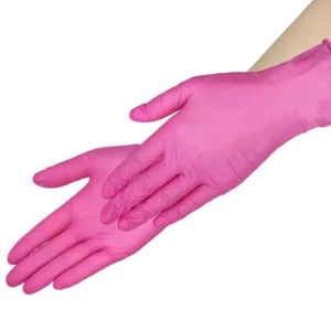 Waterproof Nitrile Gloves Latex Free Oil proof Anti slip Rose Red Powder Free 4mil Nitrile Disposable Gloves for Beauty Salon