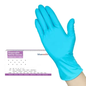 Waterproof Nitrile Gloves Medical Examination Nurse Aged Care Disposable 4mil Powder Free Lake Blue Nitrile Gloves for Dental