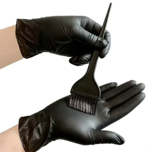 Waterproof PVC Gloves Chemical Resistance Hair Perming and Dying Disposable Black Powder Free 4mil Vinyl Gloves for Hairdresser
