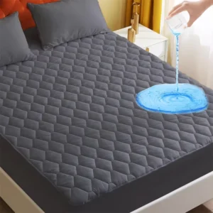 Waterproof Protector Noiseless Pad with Deep Pocket Soft & Breathable Bed Mattress Cover (Gray)
