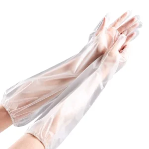 Waterproof Transparent Nitrile Gloves XL Disposable Long Arm Guards for Kitchen Cleaning Dishwashing Working Use Rubber Kitchen