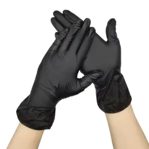 Waterproof Vinyl Gloves Non Latex Beauty Salon Oil Resistant 100pcs Box Black Powder Free Disposable 3mil PVC Gloves Medium Size