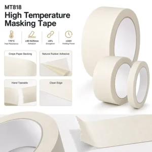 White Crepe Paper Masking Tape Heat Resistant Car Paint Tape Easy Tear No Slivering