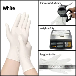 White Disposable Nitrile Gloves Food Grade Bulk 100% Nitrile 9 Inches for Workshop Gardening and Beauty Use