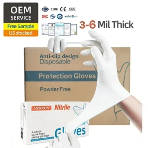 White Non Sterile Medical Examination Nitrile Gloves Food Grade EN455 Guantes De Nitrilo for Hospital Dental Clinic