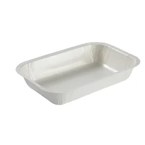 White Rectangle Paper Tray Microwave and Oven Use Disposable Food Grade Paper Tray
