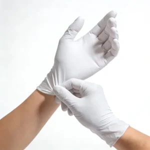 White Textured Nitrile Medical Gloves