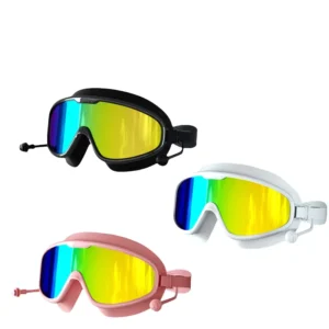 Wide Field Swim Goggles Swimming Goggles Fashionable Anti UV Anti Fog Wide Frame Swim Goggles for Adults with Earplugs
