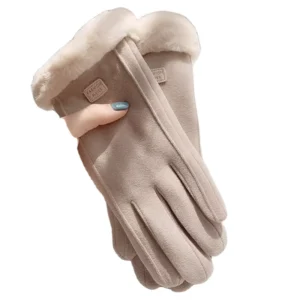Winter Warm Gloves for Women With Wool Thickened Cold Resistant Touch Screen Riding Wool Mouth Lady Fashion Self heating Gloves