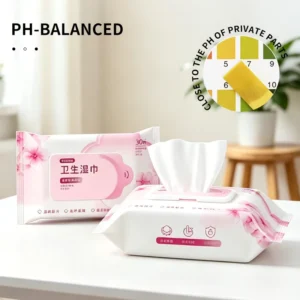 Women Feminine Care Intimate Area Cleaning Wet Wipes Factory Private Label Pink Feminine Wipes for Women 30pcs Bag