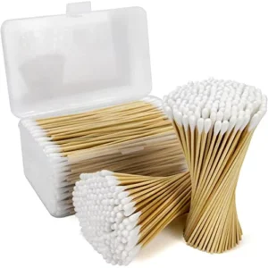 Wood Cotton Swabs 500 Count 6 Inch Strong Sticks Biodegradable Organic Cotton Tips Multifunctional Use Storage Case OEM Brand