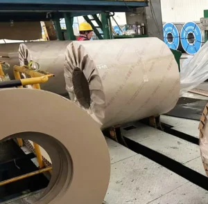 Woven Fabric Raffia PE Coated Anti Rust Steel Coil Wrap Brown VCI Paper Wrinkled Wired Crepe Multi Metals Packaging CVCI Brand