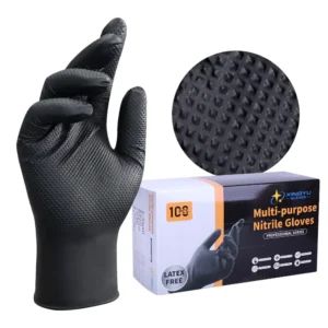 XINGYU Waterproof 8 Mil Fish Handling Industrial Black Nitrile Gloves Powder Free Heavy Duty Diamond Texture Nitrile Gloves