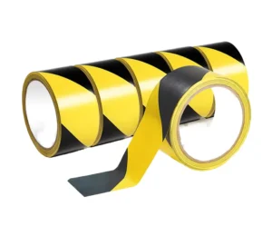 Yellow Black PVC Hazard Warning Tape Safety Stripe for Walls Floors Eco Friendly No Residue High Visibility Floor Marking