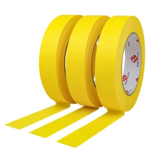 Yellow Painters Crepe Paper Rubber Adhesive Tape 1 Inch x 60 Yards 3 Rolls Single Sided for Painting Decoration DIY
