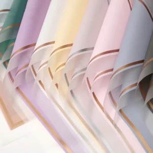 Yiwu Factory Price Waterproof Flower Wrapping Paper Bouquets Golden Edge Transparent Bouquet Wrapping Paper for Flower