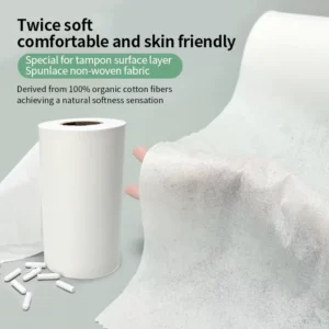 Zero Pesticide Residue Plain Organic Cotton Spunlace Fabric 30-40gsm Biodegradable Raw Material for Organic Applicator Tampons