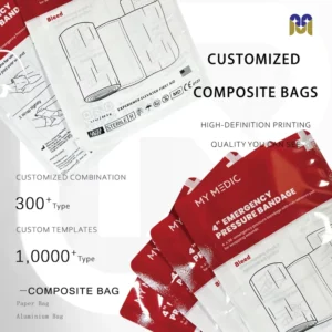 Zip Lock Composite Bags for Emergency Pressure Bandage Packaging Resealable Plastic Pouch